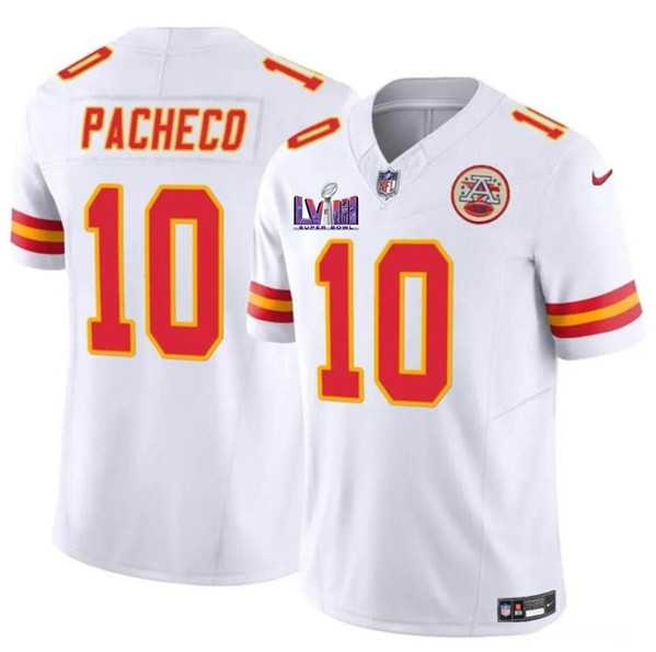 Men & Women & Youth Kansas City Chiefs #10 Isiah Pacheco White F.U.S.E. Super Bowl LVIII Patch Vapor Untouchable Limited Jersey